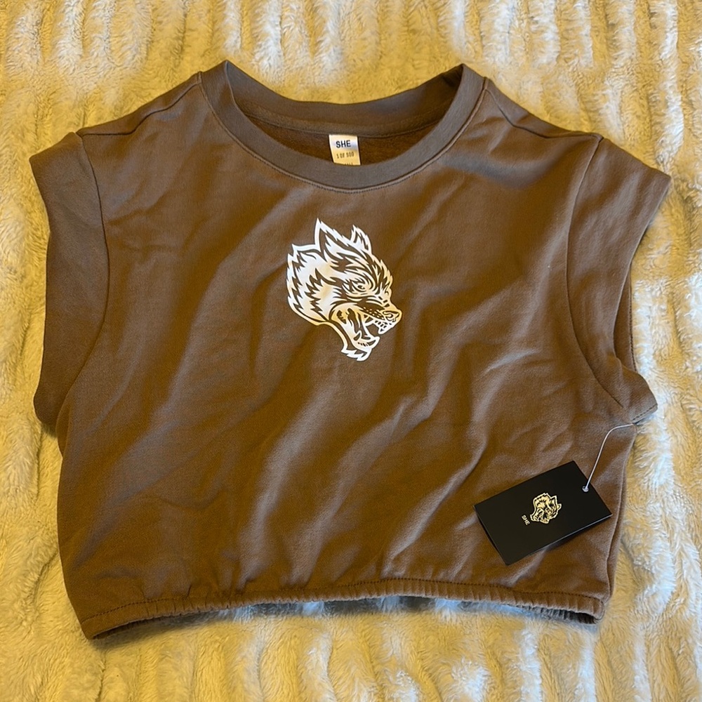 Darc Sport Brown Crop Top with Geometric Design